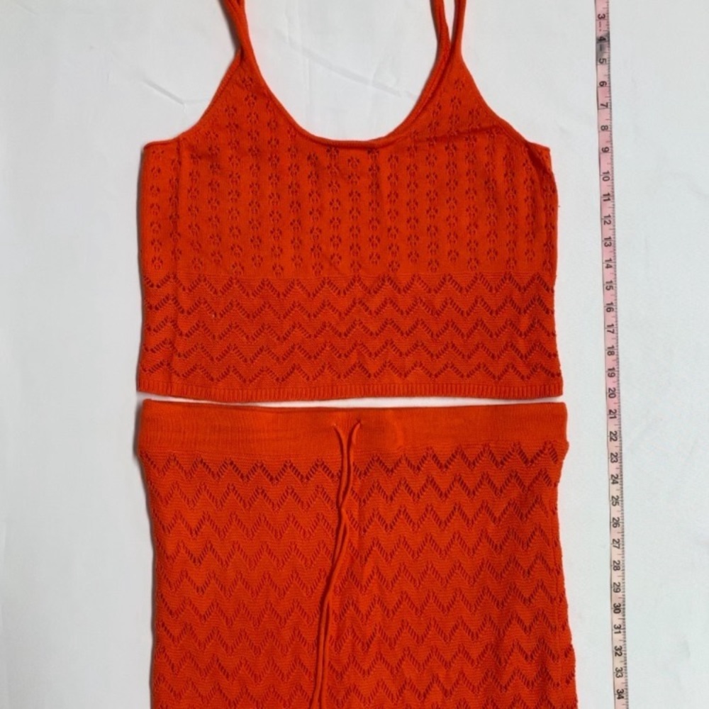 FTF Crotchet Knit Two-Piece Tank and Skirt Set